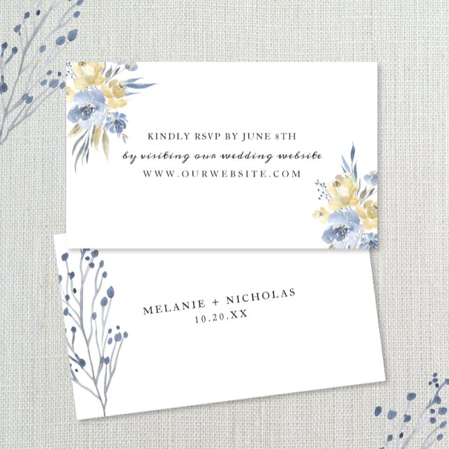 Tarjeta De Recepción Dusty Blue Floral boda RSVP online (Subido por el creador)