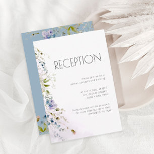 Tarjeta De Recepción Dusty Blue Floral Details Enclosure Card
