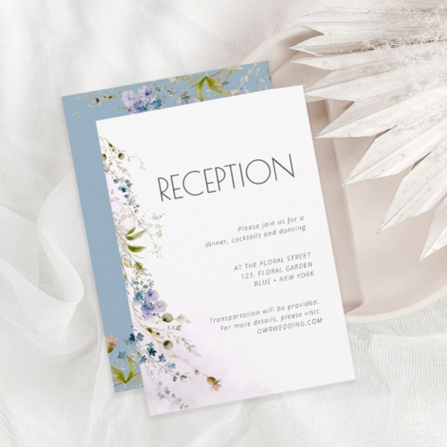 Tarjeta De Recepción Dusty Blue Floral Details Enclosure Card (Subido por el creador)