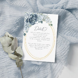 Tarjeta De Recepción Dusty Blue Floral Elegant Wedding Details