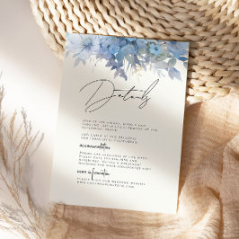Tarjeta De Recepción Dusty Blue Floral Elegant Wedding Details