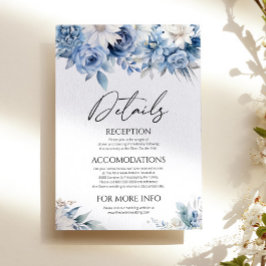 Tarjeta De Recepción Dusty Blue Floral Flores Jardín Detalles de la bod