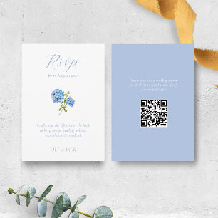Tarjeta De Recepción Dusty Blue Floral Hydrangea Wedding RSVP