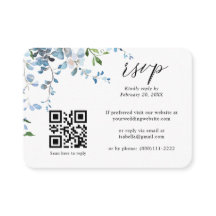 Dusty Blue Floral Wisteria Código QR Boda RSVP