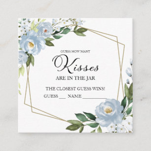 Tarjeta De Recepción Dusty Blue Geometric Adivinan Cuántos Besos De Tar