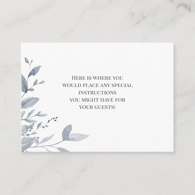Tarjeta De Recepción Dusty Blue Greeneration Watercolor (Anverso)
