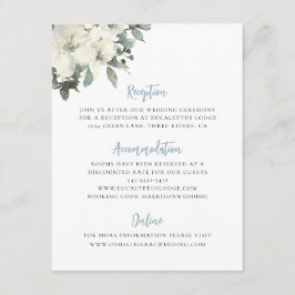 Tarjeta De Recepción Dusty Blue Ivory Floral Wedding Enclosure Card