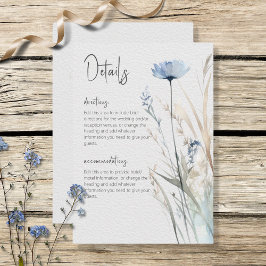 Tarjeta De Recepción Dusty Blue Meadow Wildflowers Detalles modernos