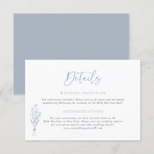 Tarjeta De Recepción Dusty Blue Minimailist Bouquet Boda Detalles