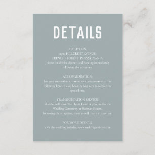 Tarjeta De Recepción Dusty Blue Modern Minimal Boda