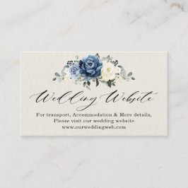 Tarjeta De Recepción Dusty Blue Navy Champagne Boda de marfil