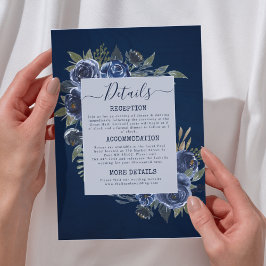 Tarjeta De Recepción Dusty Blue Navy Champagne Boda de Marfil