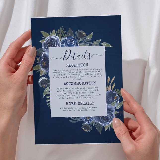 Tarjeta De Recepción Dusty Blue Navy Champagne Boda de Marfil (Dusty Blue Navy Champagne Ivory Wedding Supplies)