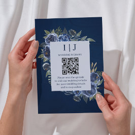 Tarjeta De Recepción Dusty Blue Navy Champagne Boda de Marfil