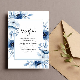 Tarjeta De Recepción Dusty Blue Navy Ivory Floral Wedding