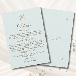 Tarjeta De Recepción Dusty Blue Pearl Christian Wedding Details  