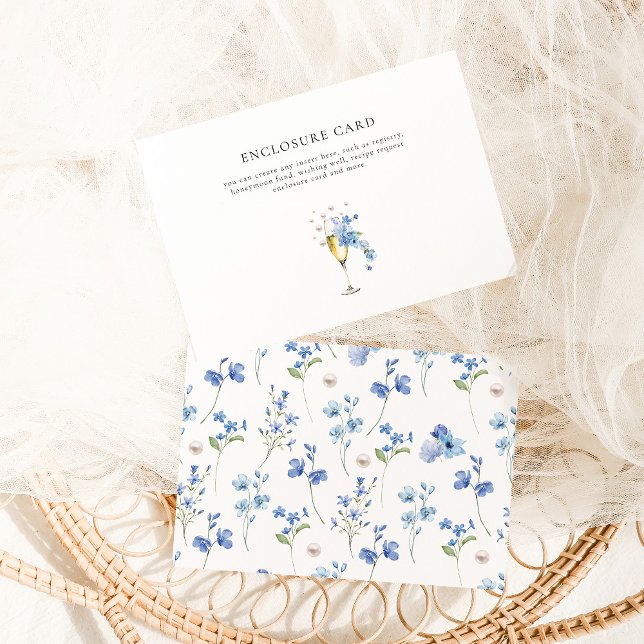 Tarjeta De Recepción Dusty Blue Perlas y Prosecco Despedida de Soltera  (Subido por el creador)