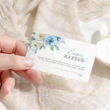 Dusty Blue Rosa Flores Diaper Raffle Ticket