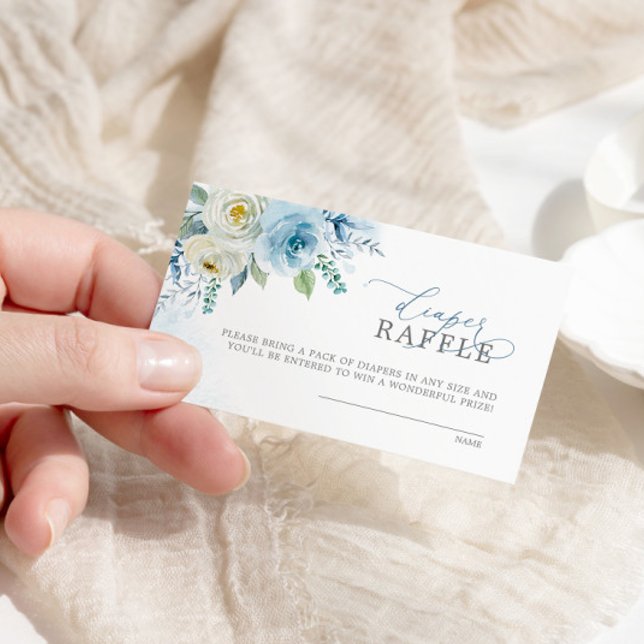 Tarjeta De Recepción Dusty Blue Rosa Flores Diaper Raffle Ticket (Subido por el creador)