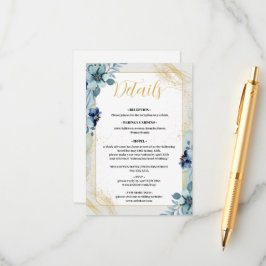 Tarjeta De Recepción Dusty Blue Rustic Floral Enclosure Card - Elegante
