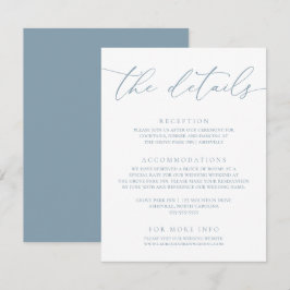 Tarjeta De Recepción Dusty Blue Simple Elegant Wedding