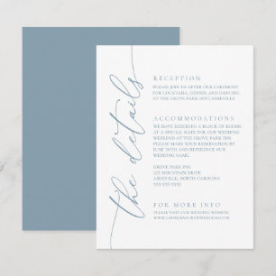 Tarjeta De Recepción Dusty Blue Simple Elegant Wedding 2