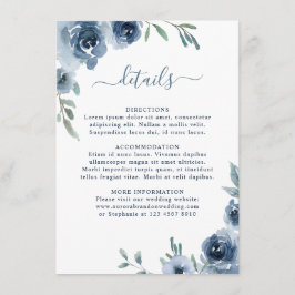Tarjeta De Recepción Dusty Blue Slate Floral Boda de Moda Botánica