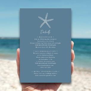 Tarjeta De Recepción Dusty Blue Starfish Beach Destination Wedding