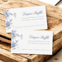 Tarjeta De Recepción Dusty Blue Toile Floral Baby Shower Diaper Raffle