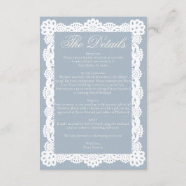 Tarjeta De Recepción Dusty Blue Vintage Elegant Victorian Lace Wedding