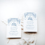 Tarjeta De Recepción Dusty Blue Vintage Floral Nurs Baby Shower<br><div class="desc">Dusty Blue Whimsical Floral Baby Shower</div>