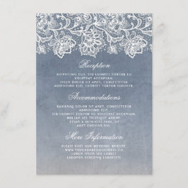 Tarjeta De Recepción Dusty Blue Vintage Wedding Information Guest