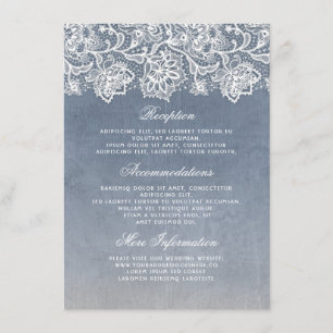 Tarjeta De Recepción Dusty Blue Vintage Wedding Information Guest
