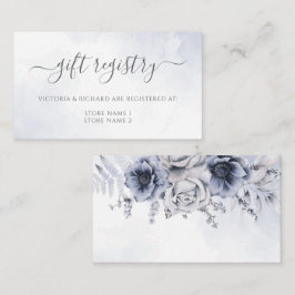 Tarjeta De Recepción Dusty Blue Watercolor Floral Boda Botánico