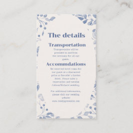 Tarjeta De Recepción Dusty Blue Watercolor Floral Wedding Invitation