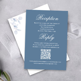 Tarjeta De Recepción Dusty Blue Wedding Script RSVP Reception
