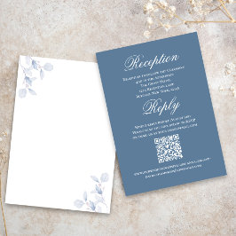 Tarjeta De Recepción Dusty Blue Wedding Script RSVP Reception