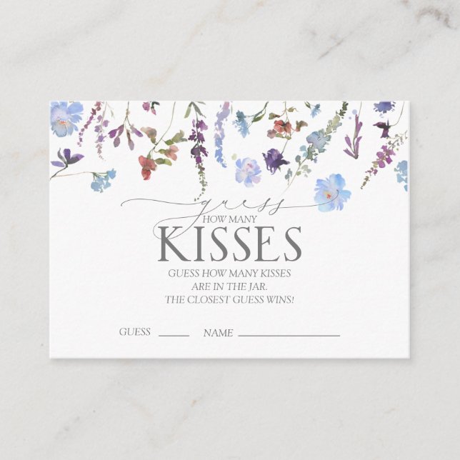Tarjeta De Recepción Dusty Blue Wildflower Bridal Shower Game (Anverso)