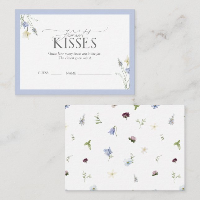 Tarjeta De Recepción Dusty Blue Wildflower Bridal Shower Game (Anverso / Reverso)