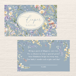 Tarjeta De Recepción Dusty Blue Wildflower Diaper Raffle