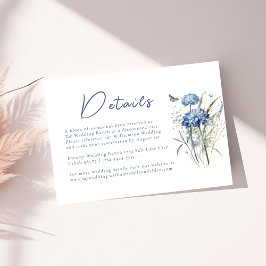 Tarjeta De Recepción Dusty Blue Wildflower Elegante detalles de la boda