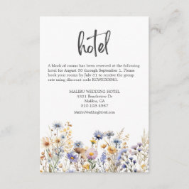 Tarjeta De Recepción Dusty Blue Wildflowers Elegante Wedding Hotel