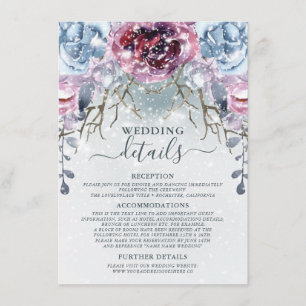 Tarjeta De Recepción Dusty Blue Winter Wedter Details (Tarjeta de cierr