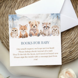 Tarjeta De Recepción Dusty Blue Woodland Books for Baby Shower Insert