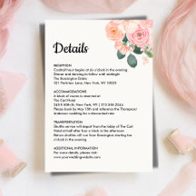 Dusty Blush Pink Floral Wedding Details Card