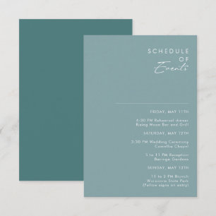 Tarjeta De Recepción Dusty Boho   Calendario de Eventos Azul y Verde