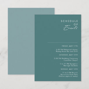 Tarjeta De Recepción Dusty Boho Calendario Verde y Azul de los aconte