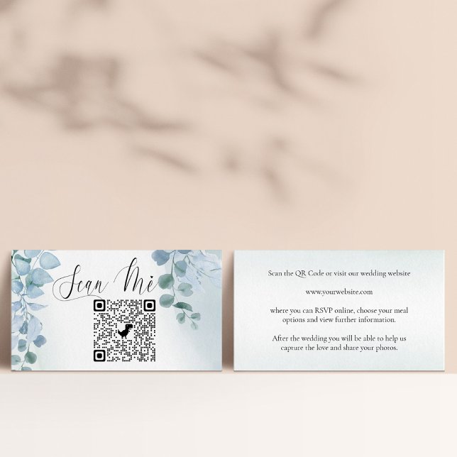 Tarjeta De Recepción Dusty Eucalyptus Online RSVP QR Boda de código (Subido por el creador)