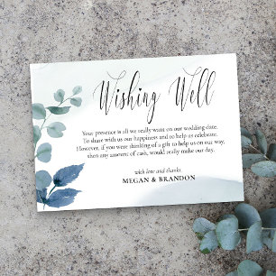 Tarjeta De Recepción Dusty Eucalyptus Watercolor Boda Desear Bien