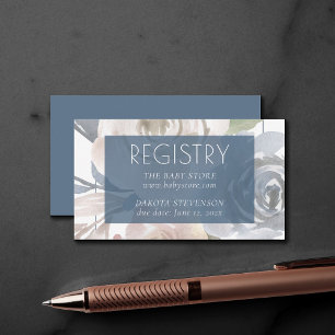 Tarjeta De Recepción Dusty Floral   Registro suave Smoky Blue Pastel